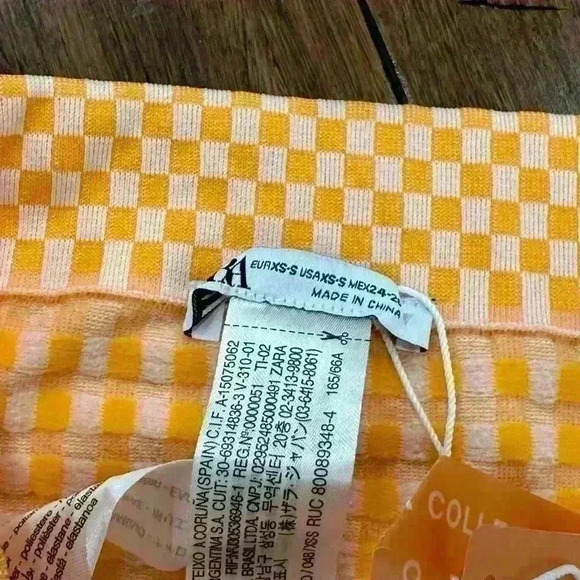 NWT Zara Women's Limitless Contour Collection Shorts Orange Pink Checkered XS - Picture 3 of 3